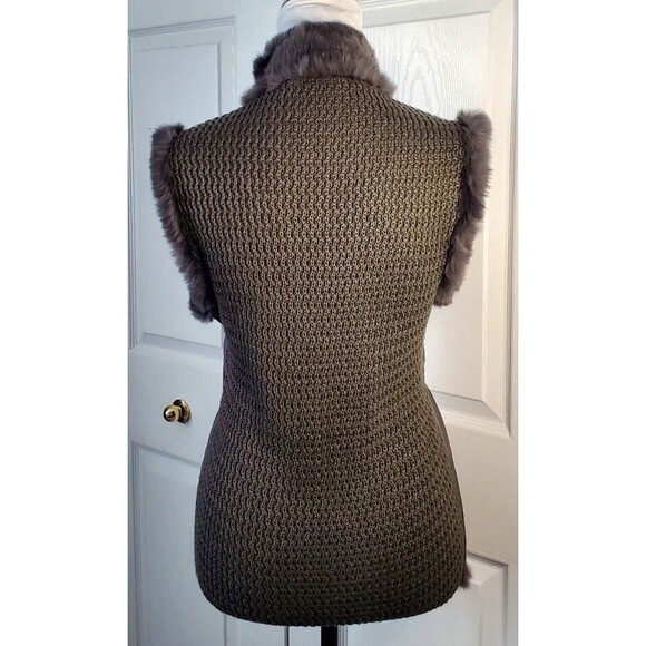 Linda Richards Luxury Gray Rabbit Fur & Ruched Silk Reversible Vest Sz Small EUC - Picture 5 of 7